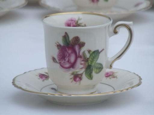 photo of vintage Syracuse china, Victoria rose  demitasse espresso coffee cups #3