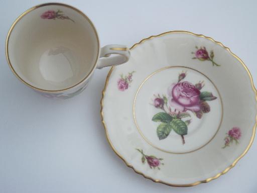 photo of vintage Syracuse china, Victoria rose  demitasse espresso coffee cups #7