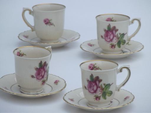 photo of vintage Syracuse china, Victoria rose  demitasse espresso coffee cups #1