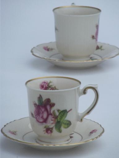 photo of vintage Syracuse china, Victoria rose  demitasse espresso coffee cups #2