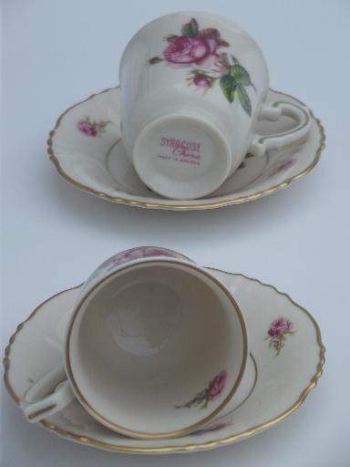 photo of vintage Syracuse china, Victoria rose  demitasse espresso coffee cups #4