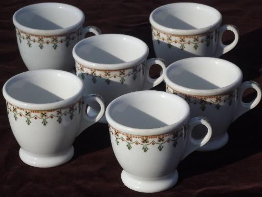 photo of vintage Syracuse china footed cups, art deco egyptian revival border #1