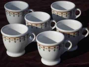 catalog photo of vintage Syracuse china footed cups, art deco egyptian revival border