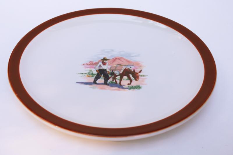 photo of vintage Syracuse china plate, western scene gold prospector w/ burro, California '49er #3