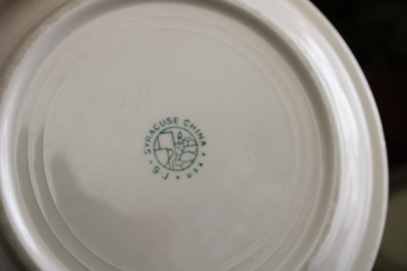 photo of vintage Syracuse china, southwest style restaurant ware sandwich plates, ironstone w/ drip glaze #4