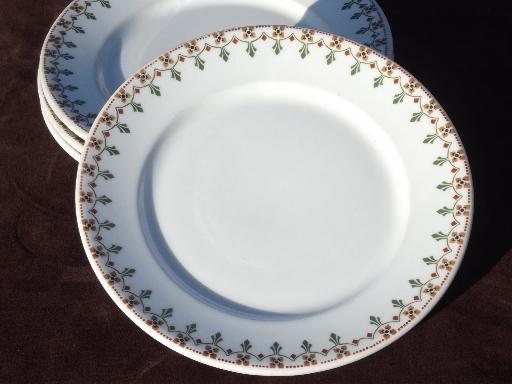 photo of vintage Syracuse ironstone china plates, art deco egyptian revival border #2