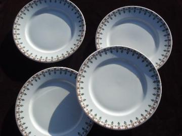 catalog photo of vintage Syracuse ironstone china plates, art deco egyptian revival border