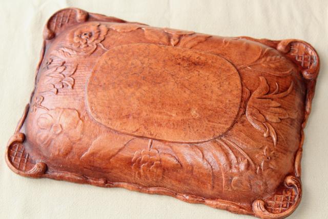 photo of vintage Syroco OrnaWood style tray w/ roses, Multi Products pressed wood composition #7