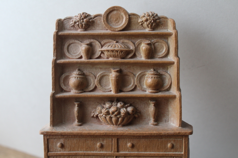 photo of vintage Syroco carved wood look bookends, cottagecore china hutch bookends for kitchen cookbooks  #4