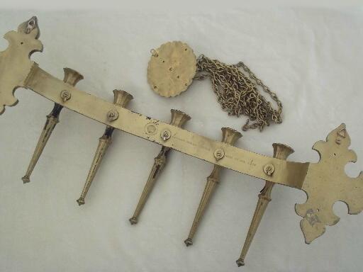 photo of vintage Syroco wall mount candelabra candle sconce, shabby old gold #7