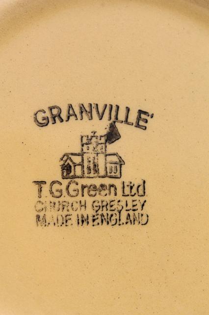 photo of vintage T G Green England stoneware, Granville brown band pottery individual casseroles #7