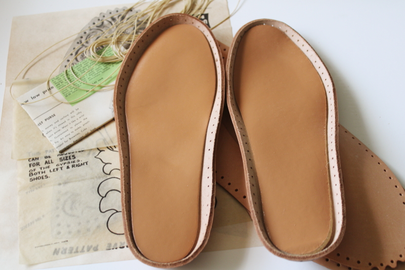 photo of vintage Tandy leather shoe soles complete kit for Gypsies slippers ladies slip ons size 6  #5