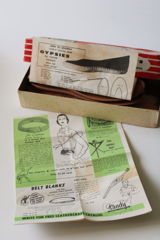 photo of vintage Tandy leather shoe soles complete kit for Gypsies slippers ladies slip ons size 6  #9