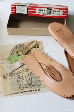 catalog photo of vintage Tandy leather shoe soles complete kit for Gypsies slippers ladies slip ons size 6 