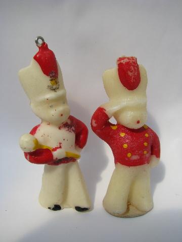 photo of vintage Tavern figural Christmas candle lot, toy tin soldier, soldier boy #1