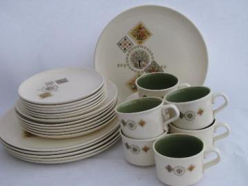 catalog photo of vintage Taylor, Smith TST Ever Yours pottery dinnerware, Brocatelle pattern for 6