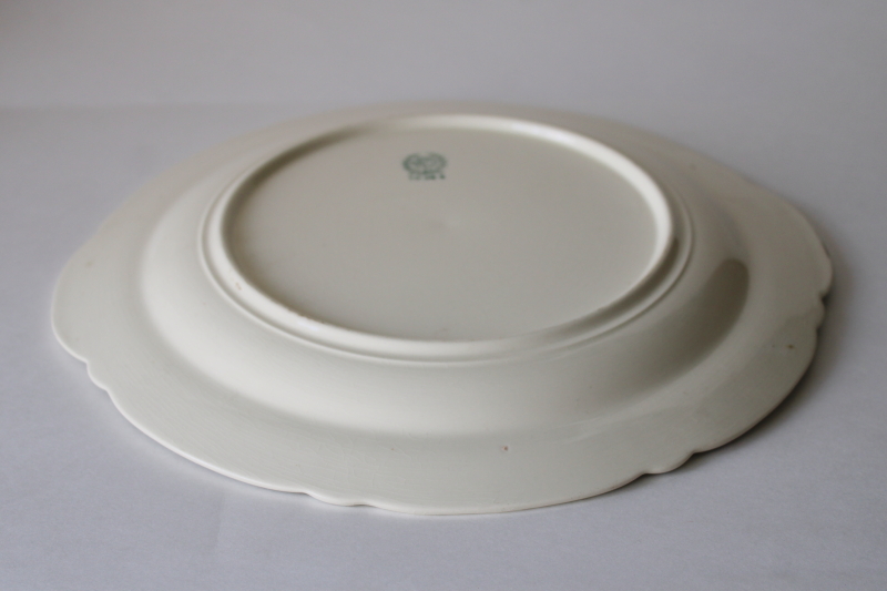 photo of vintage Taylor Smith & Taylor ceramic plate rare sailboats border pattern, wine red on ivory china #7