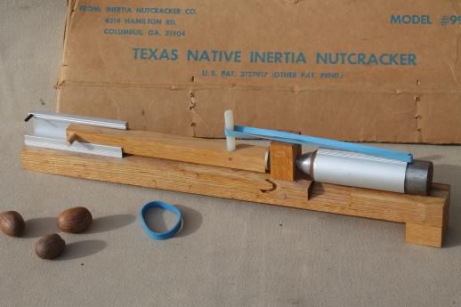 photo of vintage Texas Native Inertia Nutcracker #999 w/original box pecans walnuts etc. #1