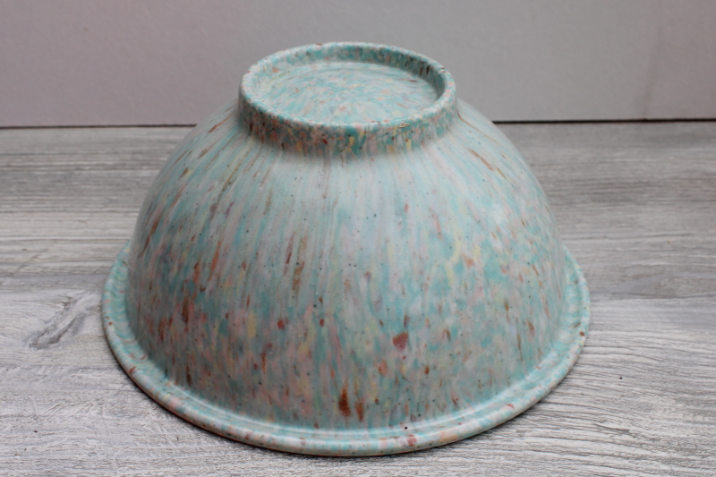 photo of vintage Texas Ware confetti melmac 118 mixing bowl, turquoise & pink splatter melamine #4