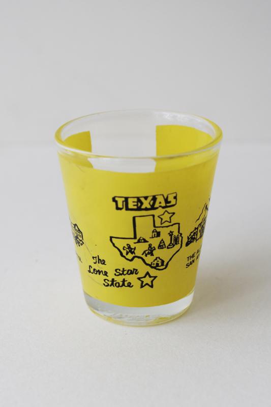 photo of vintage Texas the Lone Star State souvenir map print shot glass #1