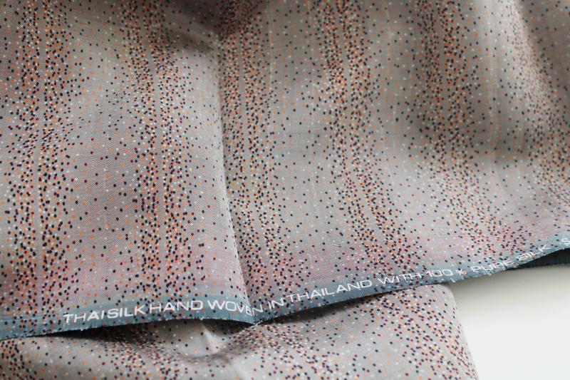 photo of vintage Thai silk hand woven pure silk fabric, champagne color w/ tiny dots #6