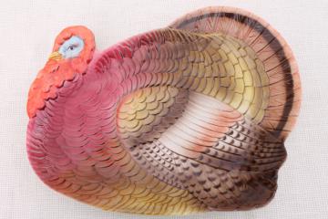 catalog photo of vintage Thanksgiving turkey shape platter, 80s Otagiri Japan ceramic