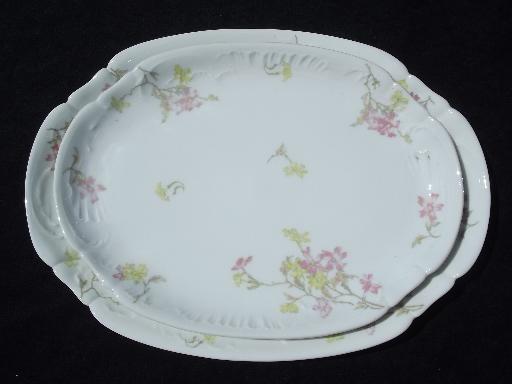 photo of vintage Theo Haviland - France pink floral china platters, serving dish #3