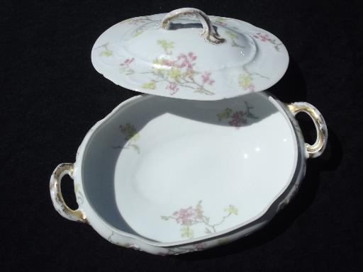 photo of vintage Theo Haviland - France pink floral china platters, serving dish #8