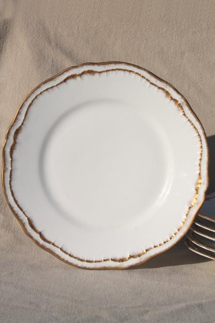 photo of vintage Theodore Haviland china salad plates, white porcelain w/ gold deckle edge #4