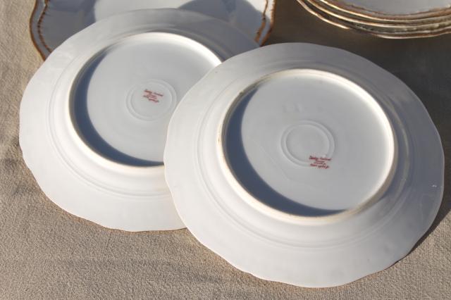 photo of vintage Theodore Haviland china salad plates, white porcelain w/ gold deckle edge #7