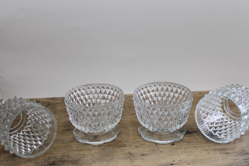 photo of vintage Tiara Indiana diamond point fairy light candle lamps, crystal clear glass #2