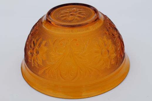 photo of vintage Tiara / Indiana sandwich daisy pattern amber glass, large salad bowl #3