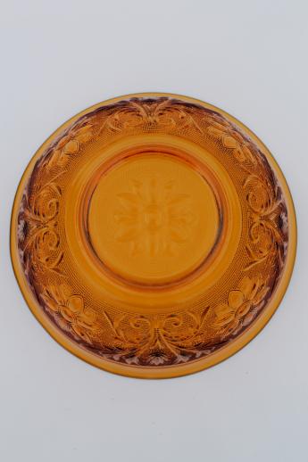 photo of vintage Tiara / Indiana sandwich daisy pattern amber glass, large salad bowl #4