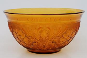 catalog photo of vintage Tiara / Indiana sandwich daisy pattern amber glass, large salad bowl