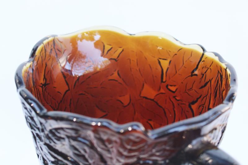 photo of vintage Tiara Indiana sweet pear glass pitcher, burnt honey root beer brown color #2