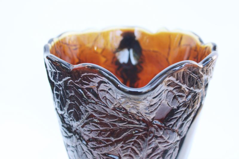 photo of vintage Tiara Indiana sweet pear glass pitcher, burnt honey root beer brown color #3