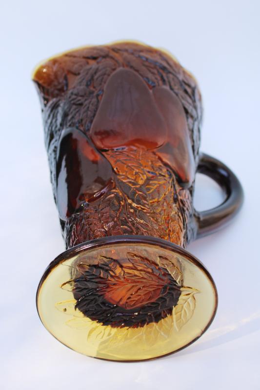 photo of vintage Tiara Indiana sweet pear glass pitcher, burnt honey root beer brown color #4