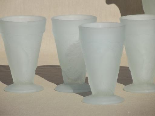 photo of vintage Tiara pears frosted glass pitcher & glasses set, Indiana  pear pattern #6