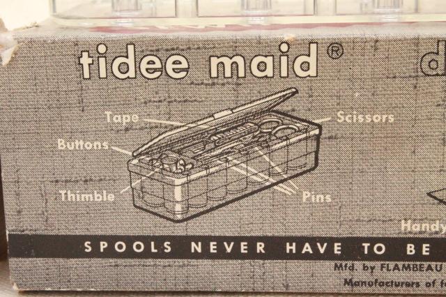 photo of vintage Tidee Maid tidy spool holder sewing box, stores & cuts sewing thread #10