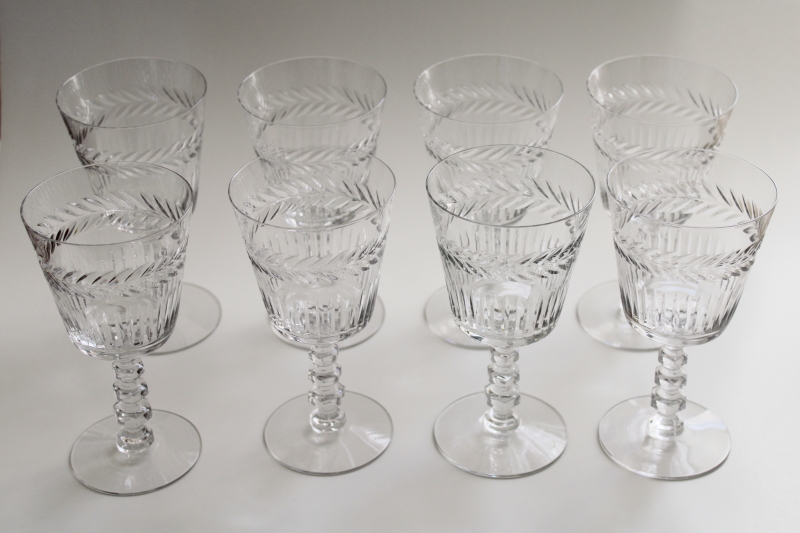 photo of vintage Tiffin Athlone laurel wreath pattern water goblets or wine glasses set of 8 #1