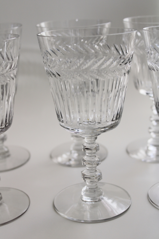 photo of vintage Tiffin Athlone laurel wreath pattern water goblets or wine glasses set of 8 #2