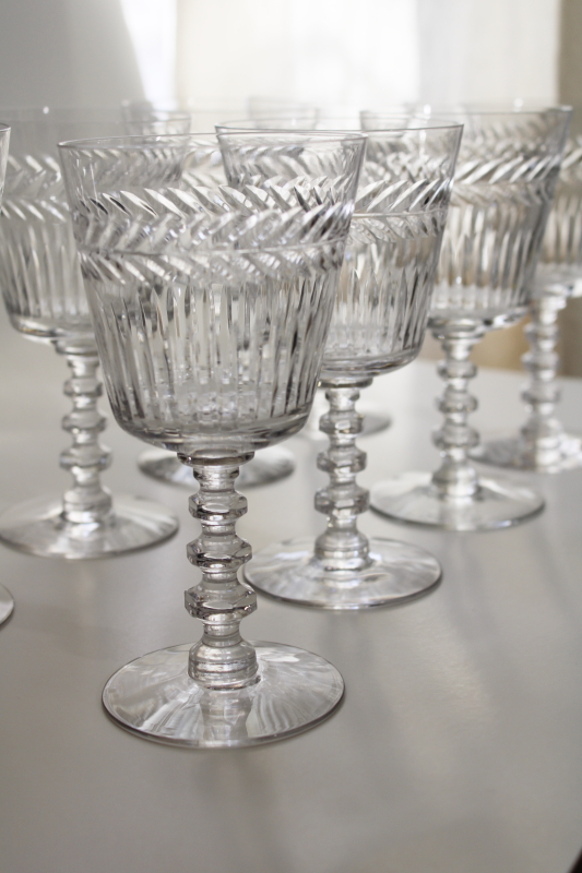 photo of vintage Tiffin Athlone laurel wreath pattern water goblets or wine glasses set of 8 #3