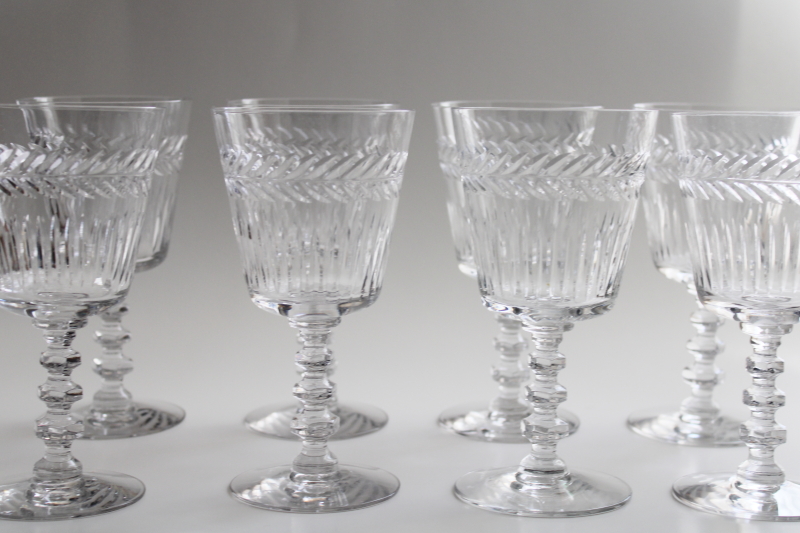 photo of vintage Tiffin Athlone laurel wreath pattern water goblets or wine glasses set of 8 #4