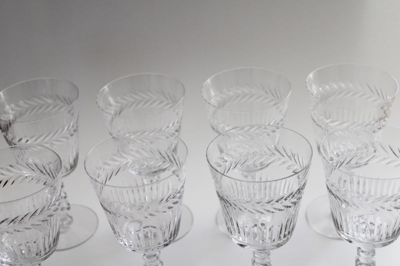 photo of vintage Tiffin Athlone laurel wreath pattern water goblets or wine glasses set of 8 #5