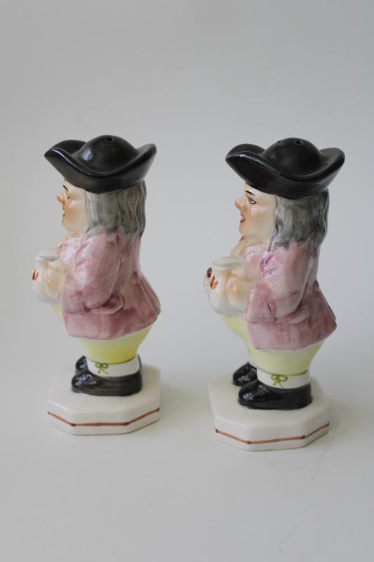 photo of vintage Toby S&P shakers set, hand painted ceramic grumpy Toby mug style figures #3