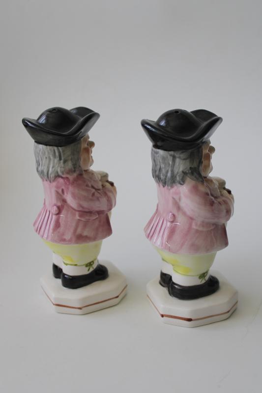 photo of vintage Toby S&P shakers set, hand painted ceramic grumpy Toby mug style figures #4