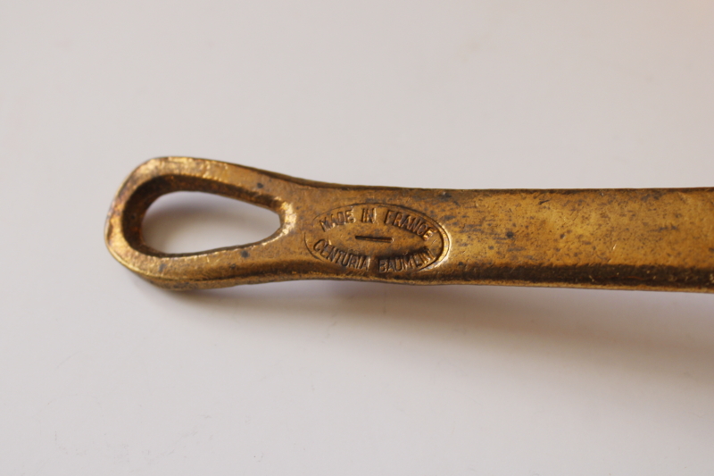 photo of vintage Tornus & Centuria Baumlin French copper pans, saute pan, saucepan, gratin w/ brass handles #12