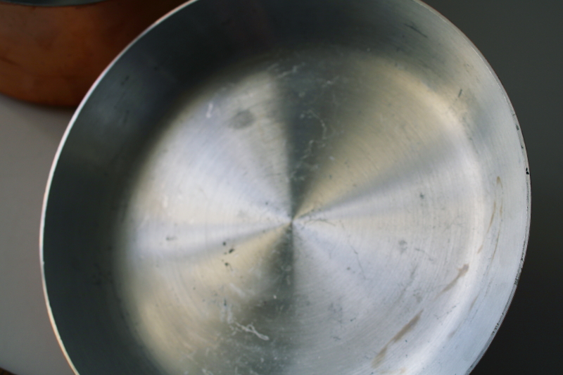 photo of vintage Tornus & Centuria Baumlin French copper pans, saute pan, saucepan, gratin w/ brass handles #15