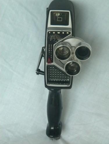 photo of vintage Tower 584 16mm movie film camera w/ portable light and meter #2