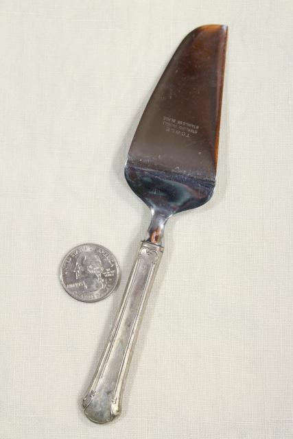 photo of vintage Towle Chippendale sterling silver handled cake / pie server w/ stainless blade #4